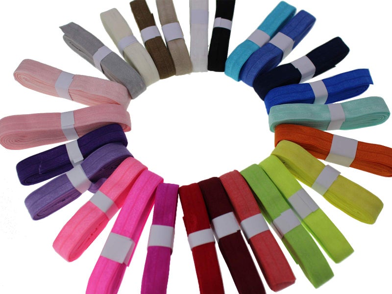 PAMIR TONG 5/8'' Fold Over Elastic FOE Headband Baby Hair Bow Soft Fold Over Elastic Binding Webbing Tape Craft Sewing Assortment Color (50 Yards Mixed) - Image 3